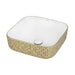 Ruvati 15" x 15" Bathroom Vessel Sink with Gold Pattern Exterior in White RVB1515WG4