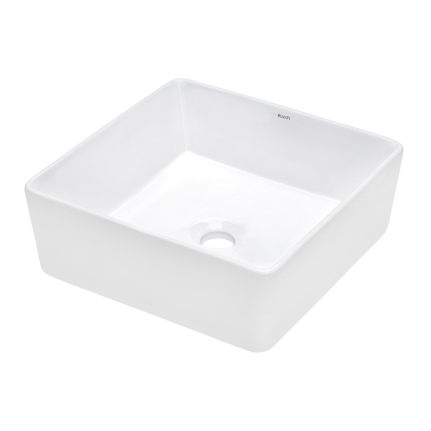 Ruvati 15" x 15" Square Bathroom Vessel Sink in White RVB1616