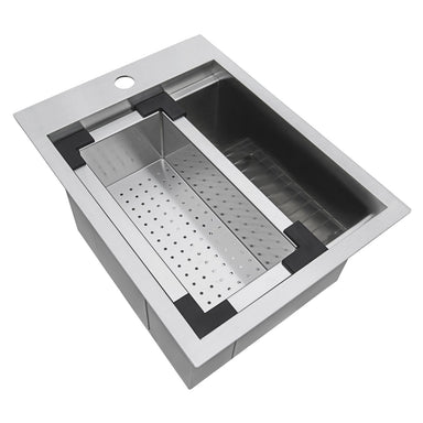 Ruvati 15" x 20" Topmount Workstation Bar Prep RV Sink 16 Gauge Stainless Steel RVH8210