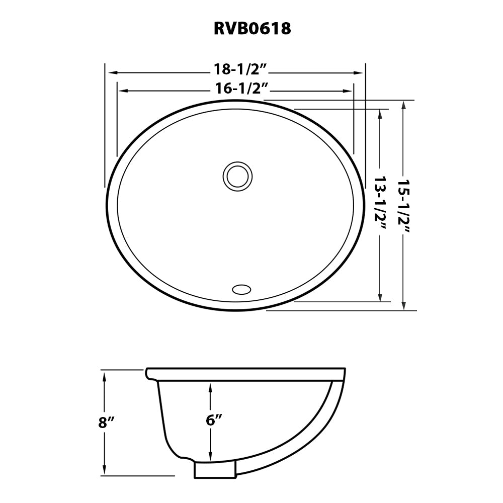 Ruvati 16" x 13" Oval Undermount Bathroom Sink in White