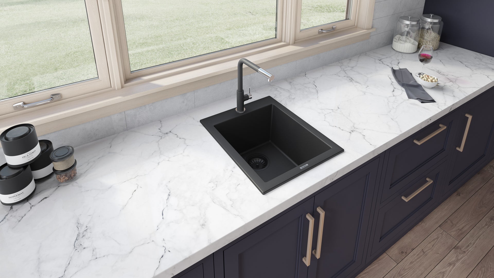 Ruvati 16 x 20" epiGranite Dual-Mount Granite Composite Single Bowl Kitchen Sink