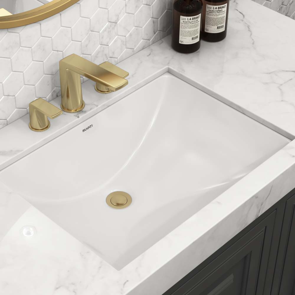 Ruvati 17" x 12" Rectangular Undermount Bathroom Sink in White