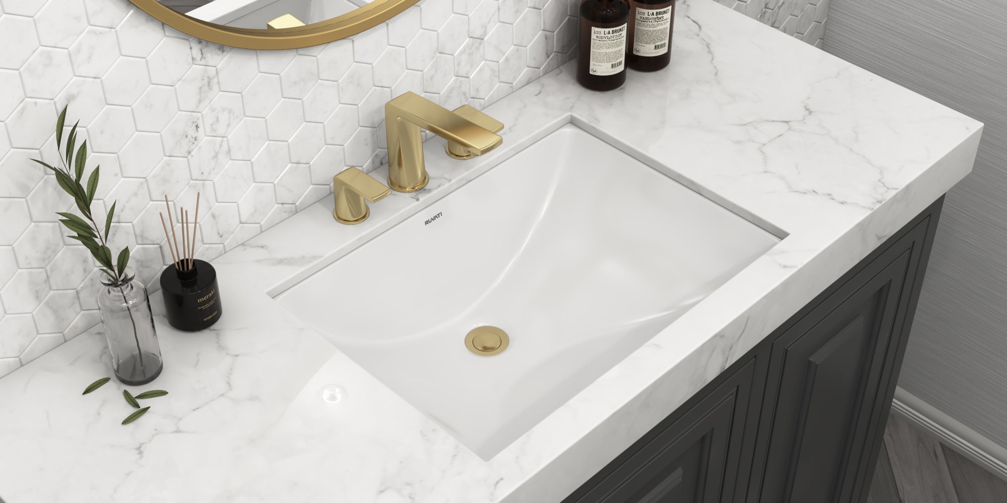 Ruvati 18" x 13" Rectangular Undermount Bathroom Sink in White