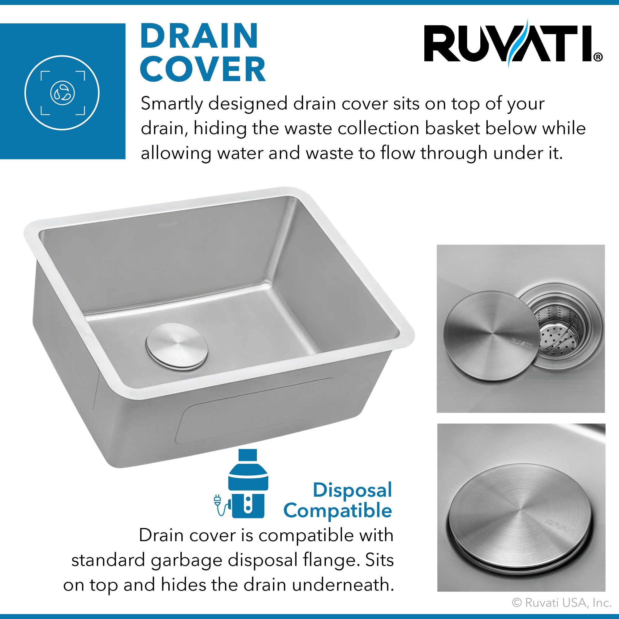 Ruvati 20" Undermount Bar Prep 16 Gauge Stainless Steel Kitchen Sink
