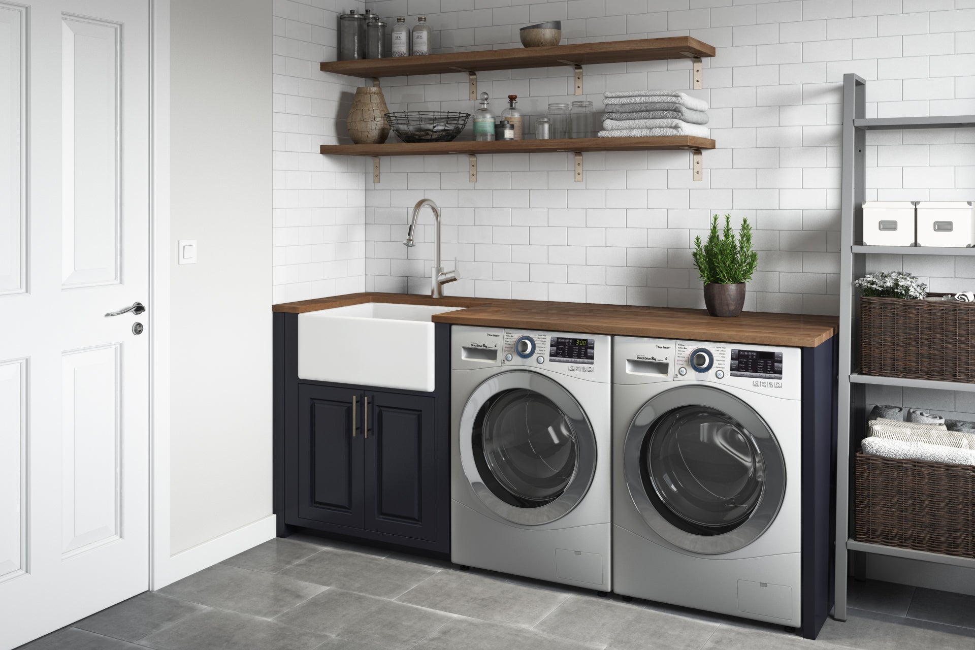 Ruvati 23" Fireclay Farmhouse Kitchen Laundry Utility Sink Single Bowl in White