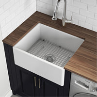 Ruvati 23" Fireclay Farmhouse Kitchen Laundry Utility Sink Single Bowl in White