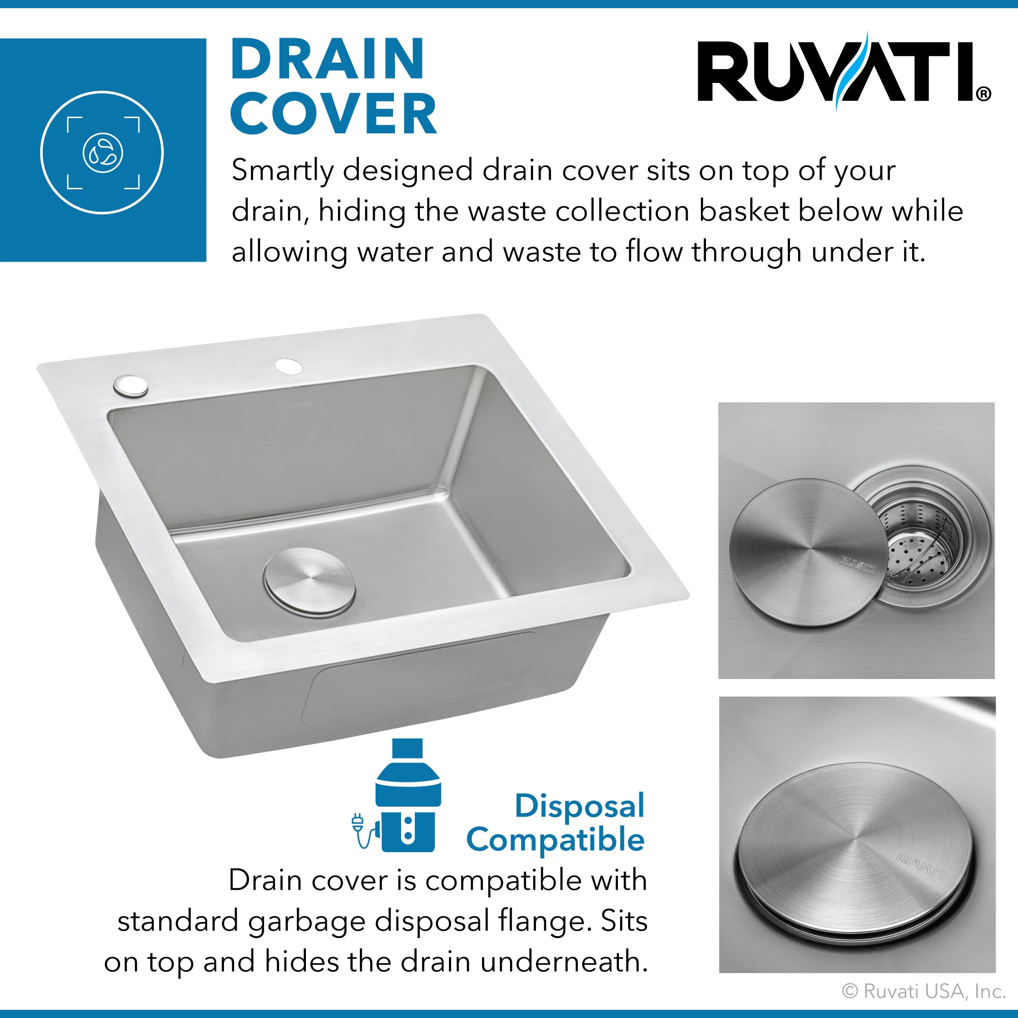 Ruvati 23" x 20" Topmount 16 Gauge Stainless Steel Kitchen Sink