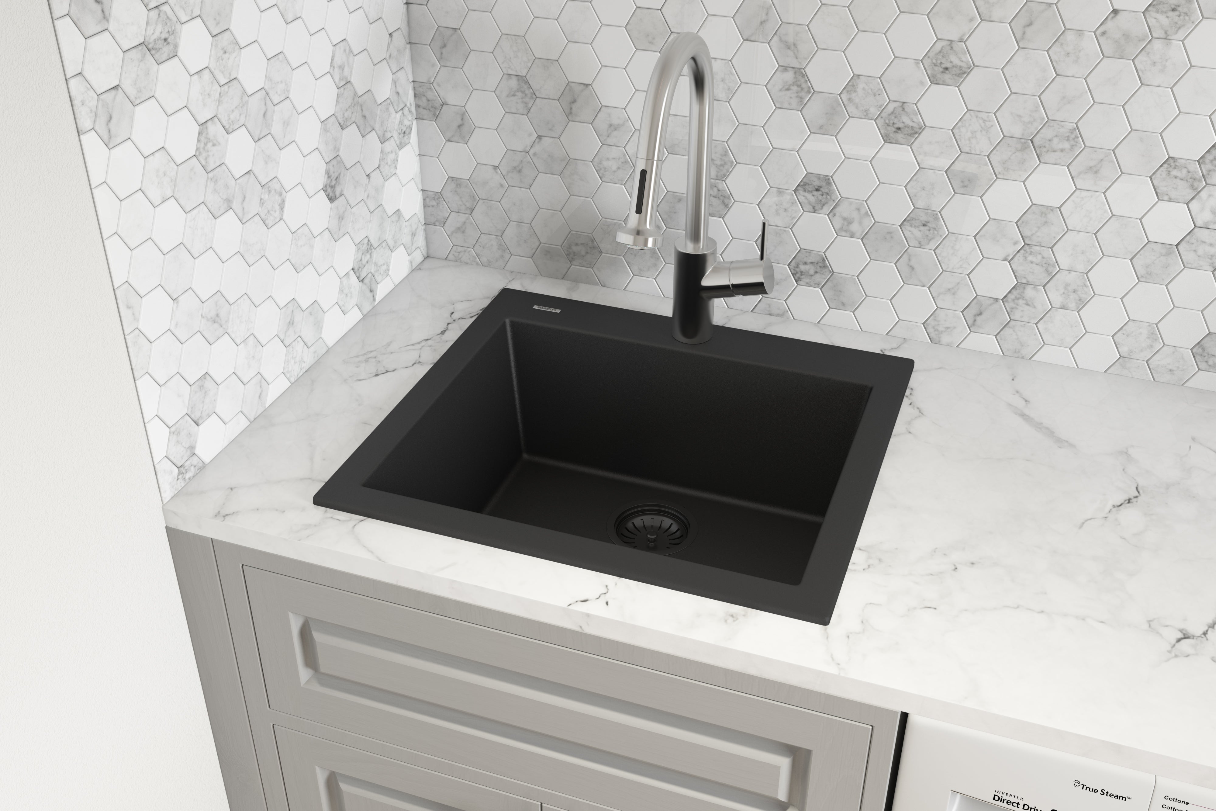 Ruvati 23 x 20" epiGranite Dual-Mount Granite Composite Single Bowl Kitchen Sink