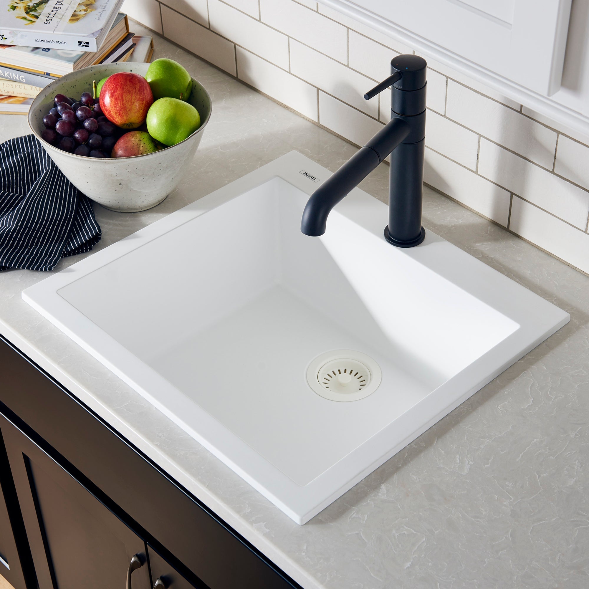 Ruvati 23 x 20" epiGranite Dual-Mount Granite Composite Single Bowl Kitchen Sink