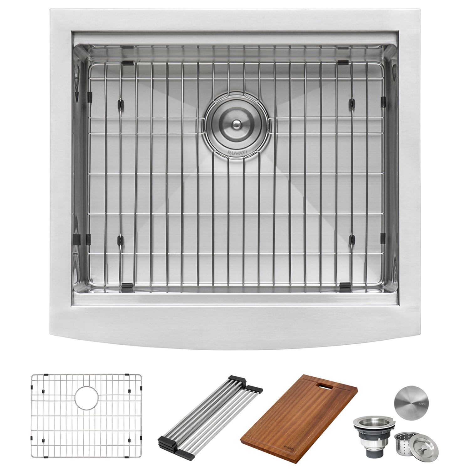 Ruvati 24" Apron-front Workstation Farmhouse 16 Gauge Stainless Steel Single Bowl Kitchen Sink