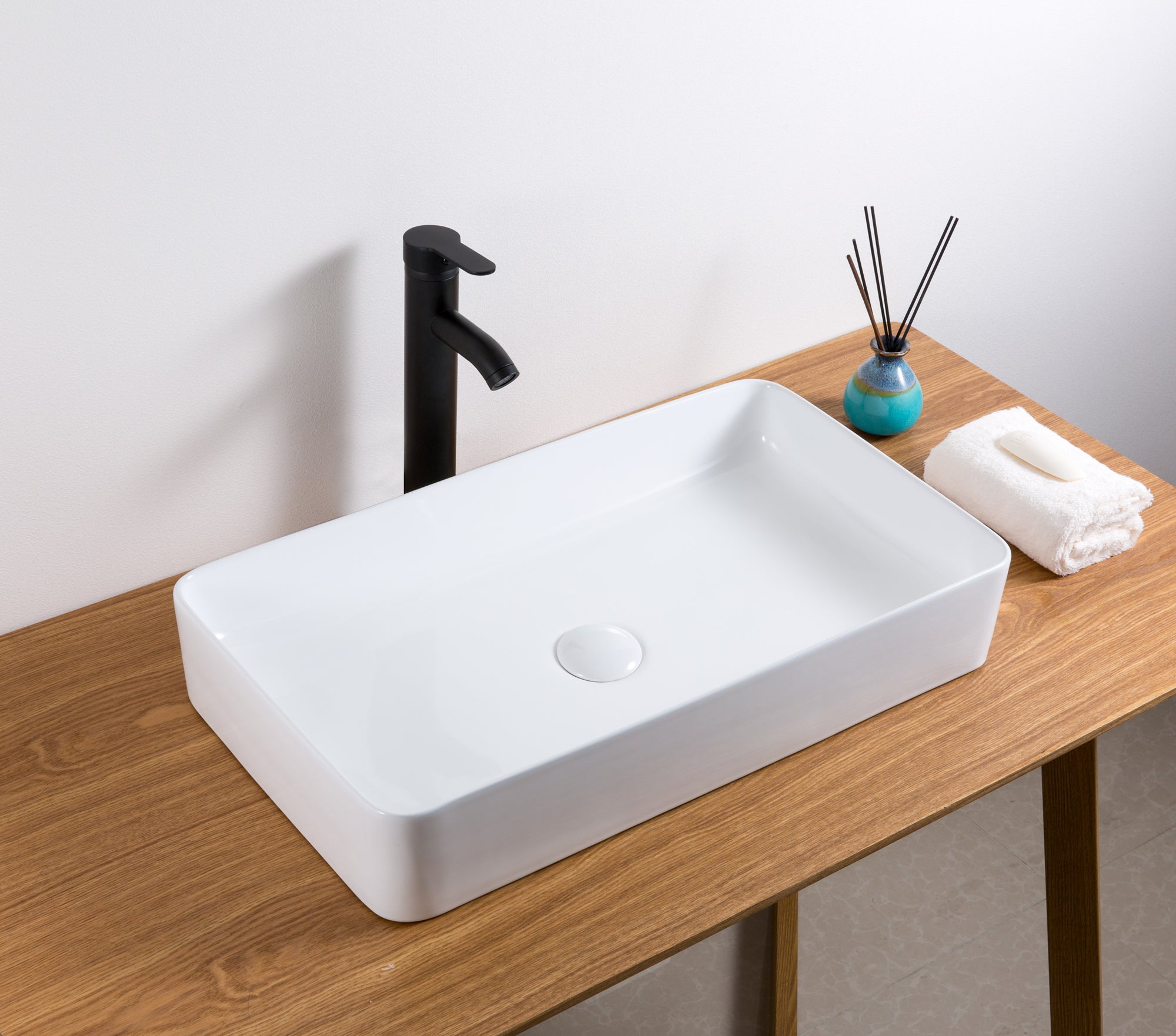 Ruvati 24" x 16" Rectangular Bathroom Vessel Sink in White