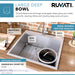 Ruvati 25" Drop-in Topmount 16 Gauge Stainless Steel Single Bowl Kitchen Sink