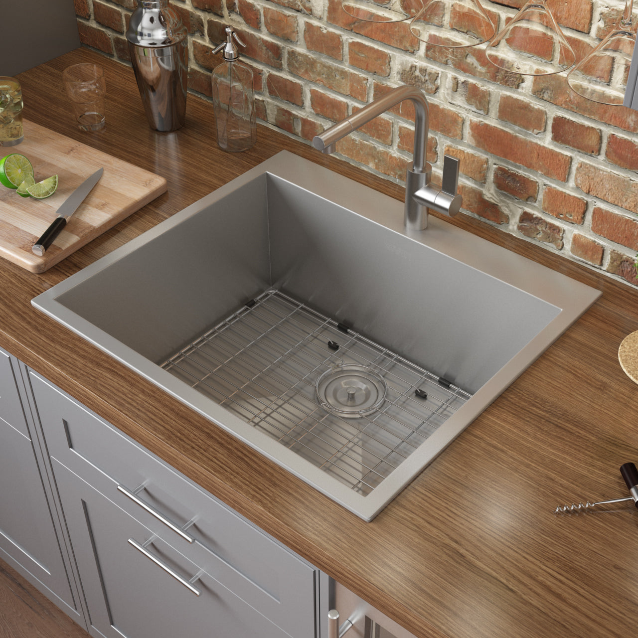 Ruvati 25" Drop-in Topmount 16 Gauge Stainless Steel Single Bowl Kitchen Sink