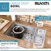 Ruvati 28" Undermount 16 Gauge Tight Radius Stainless Steel Single Bowl Kitchen Sink