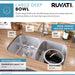 Ruvati 29" Undermount 50/50 Double Bowl 16 Gauge Stainless Steel Kitchen Sink