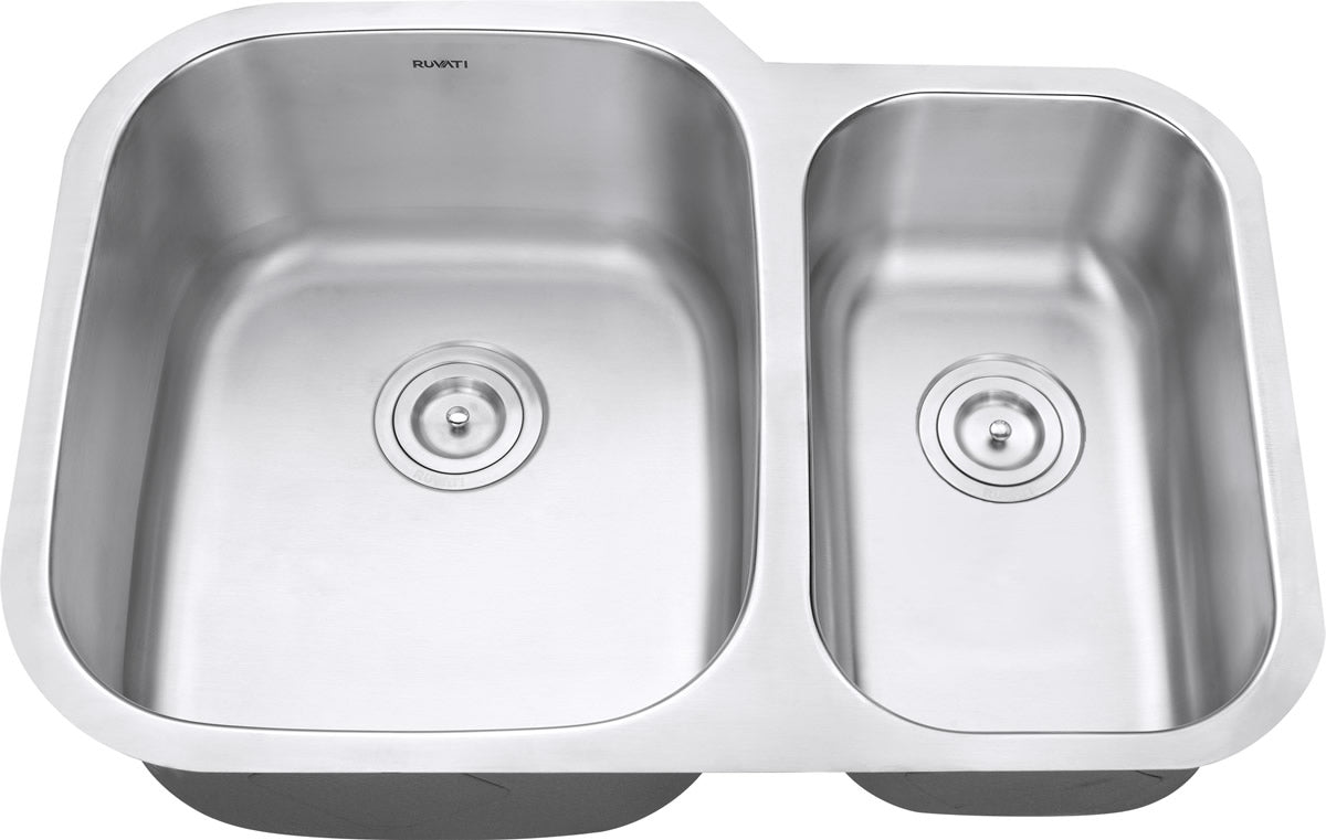 Ruvati 29" Undermount Double Bowl 16 Gauge Stainless Steel Kitchen Sink