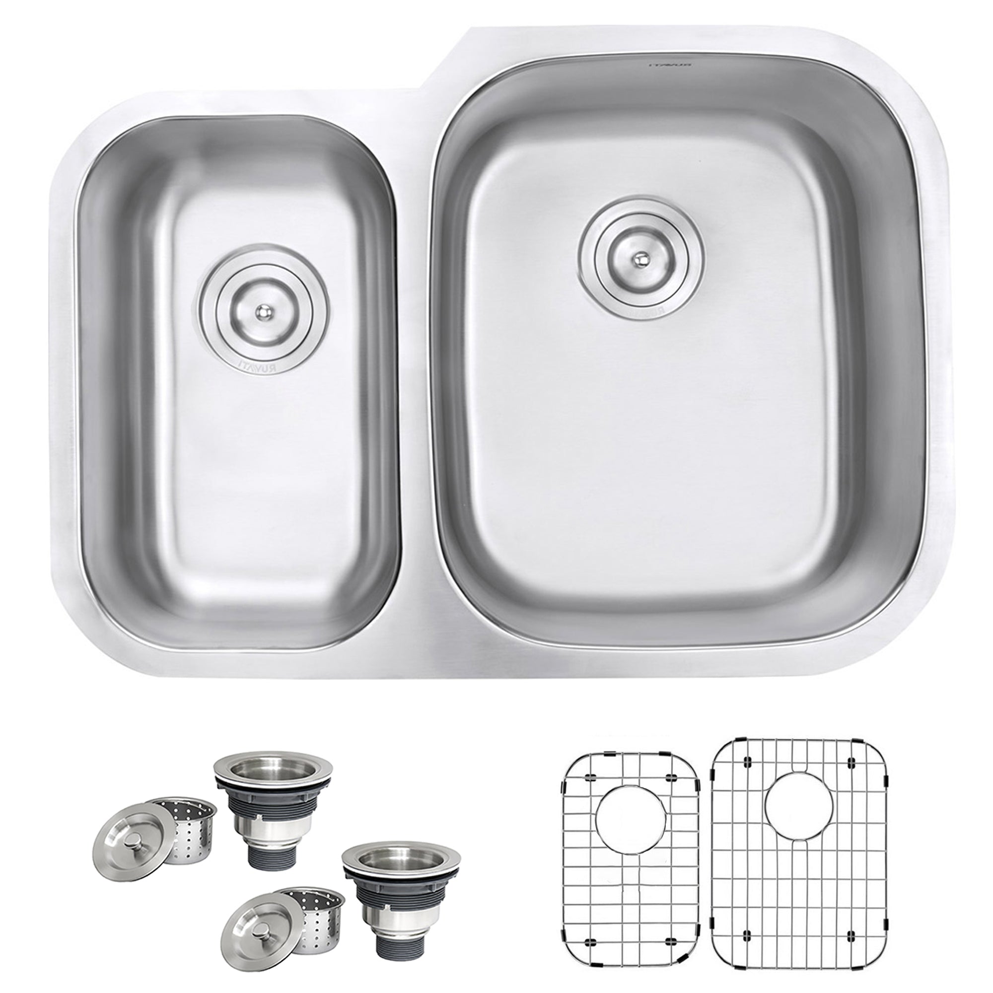 Ruvati 29" Undermount Double Bowl 16 Gauge Stainless Steel Kitchen Sink