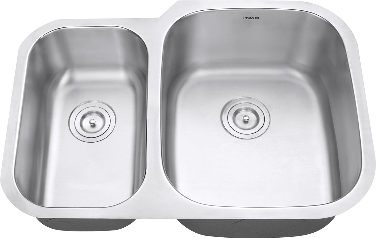Ruvati 29" Undermount Double Bowl 16 Gauge Stainless Steel Kitchen Sink