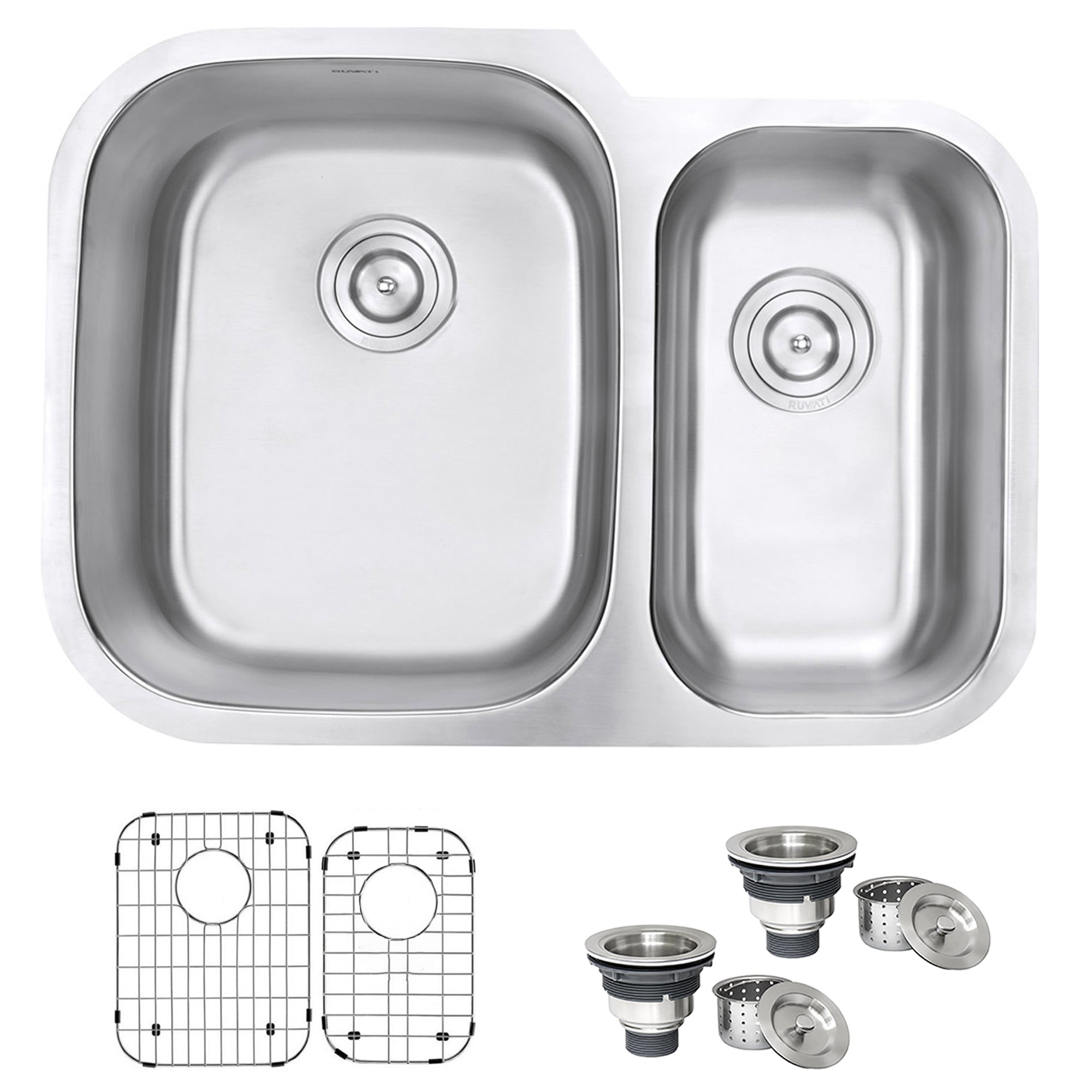 Ruvati 29" Undermount Double Bowl 16 Gauge Stainless Steel Kitchen Sink