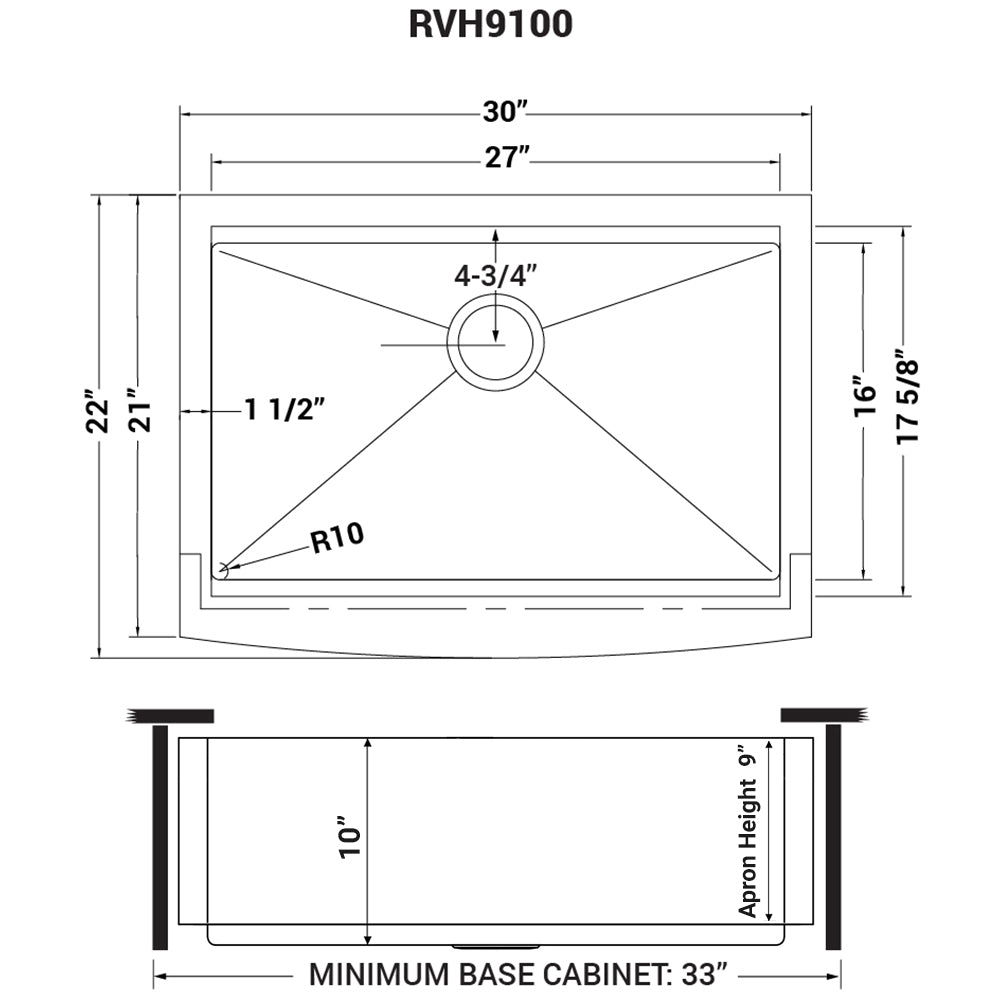 Ruvati 30" Farmhouse Single Bowl Stainless Workstation Kitchen Sink