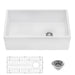 Ruvati 30" Fireclay Farmhouse Offset Drain Single Bowl Kitchen Sink White