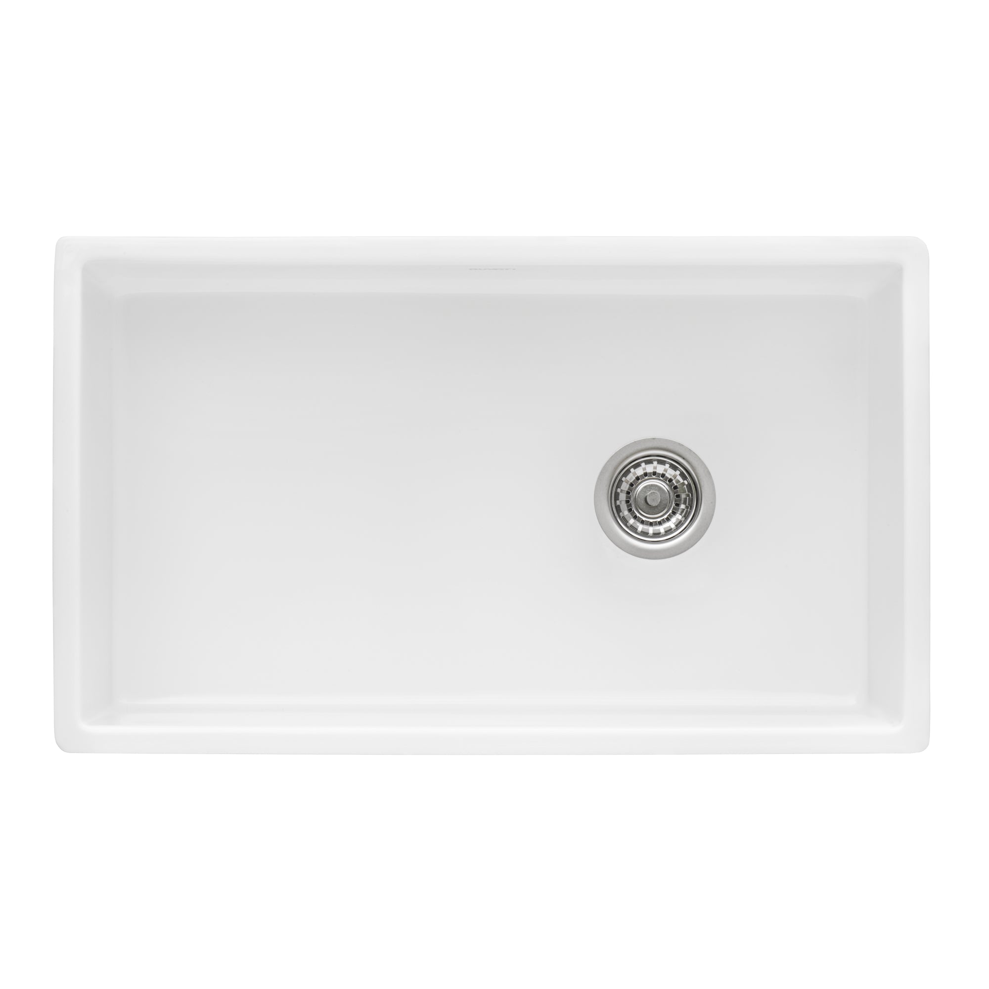 Ruvati 30" Fireclay Farmhouse Offset Drain Single Bowl Kitchen Sink White