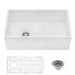 Ruvati 30" Fireclay Farmhouse Offset Drain Single Bowl Kitchen Sink White