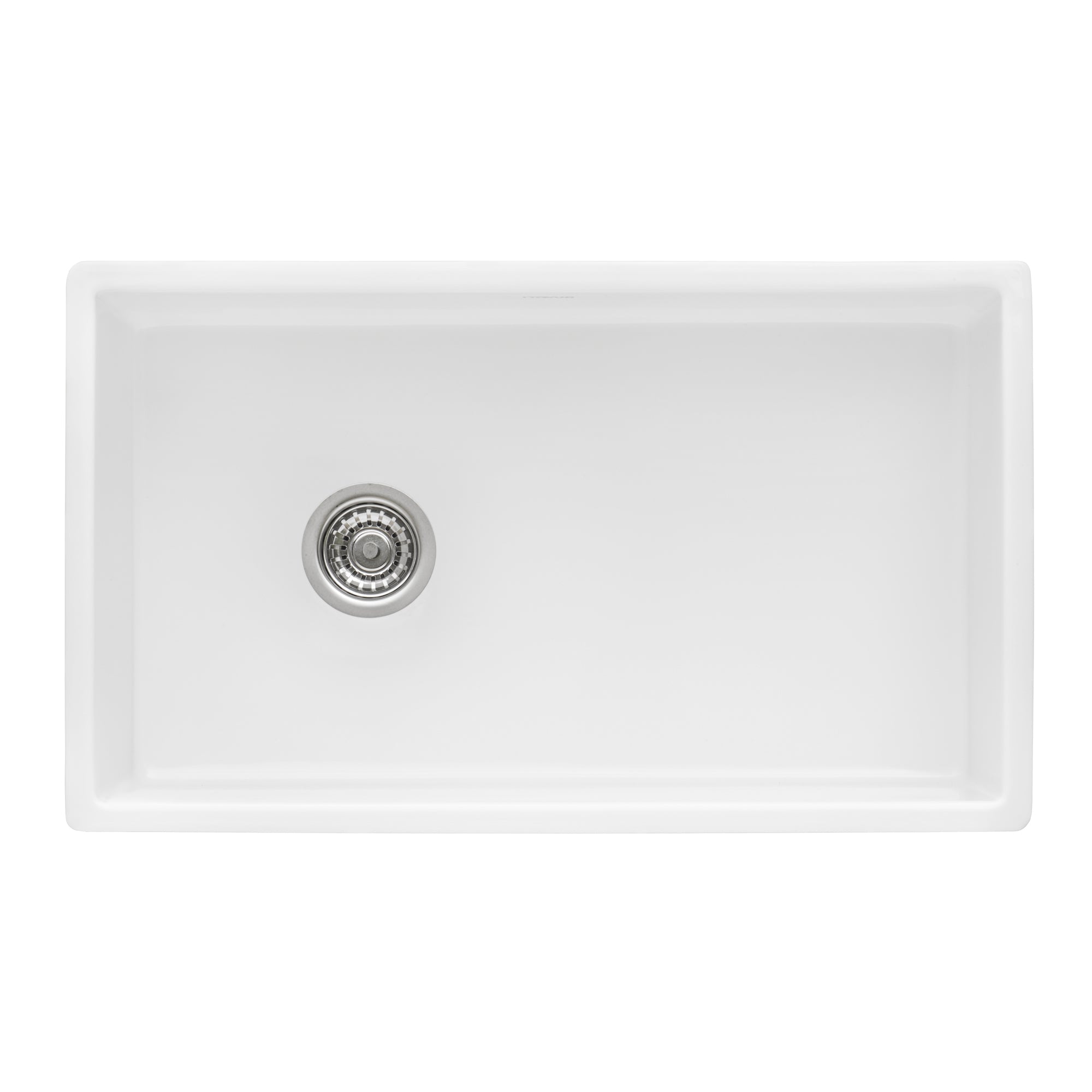 Ruvati 30" Fireclay Farmhouse Offset Drain Single Bowl Kitchen Sink White