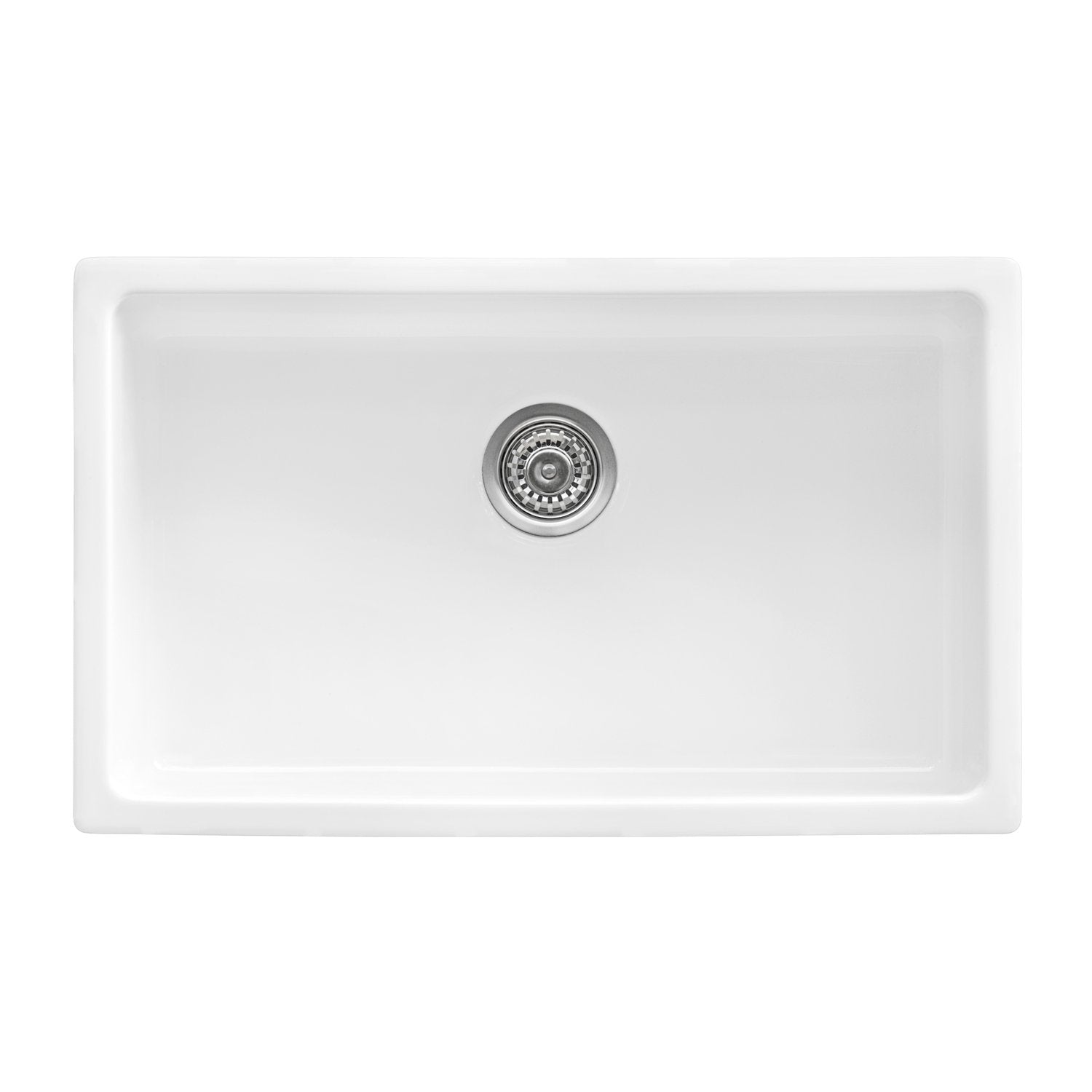 Ruvati 30" Fireclay Undermount / Topmount Single Bowl Kitchen Sink in White RVL3030WH