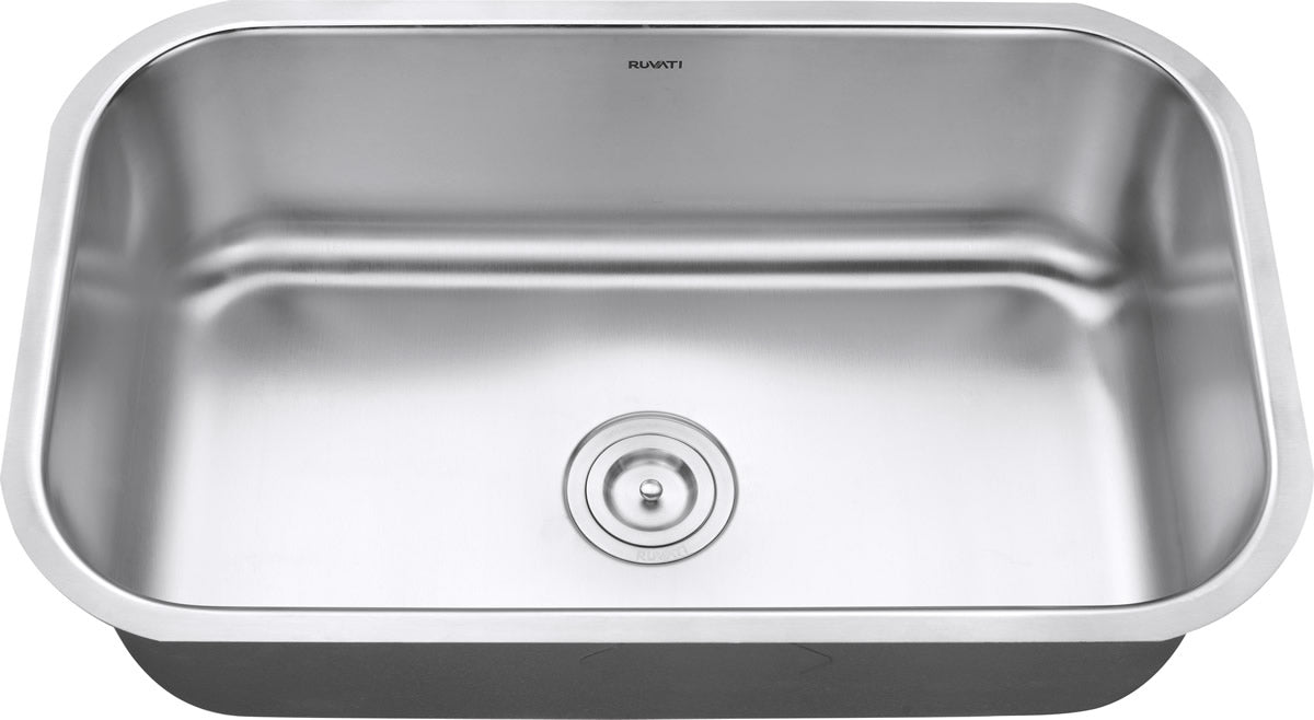 Ruvati 30" Undermount 16 Gauge Stainless Steel Single Bowl Kitchen Sink