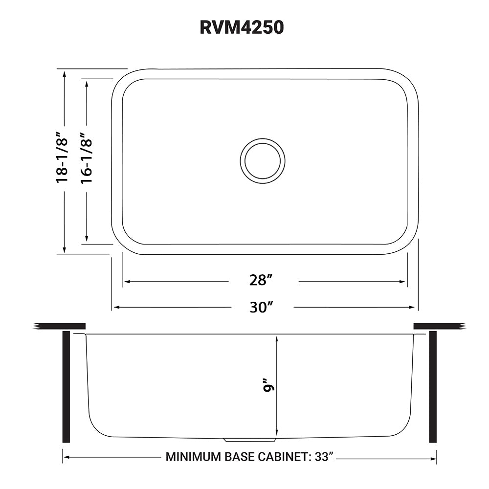 Ruvati 30" Undermount 16 Gauge Stainless Steel Single Bowl Kitchen Sink