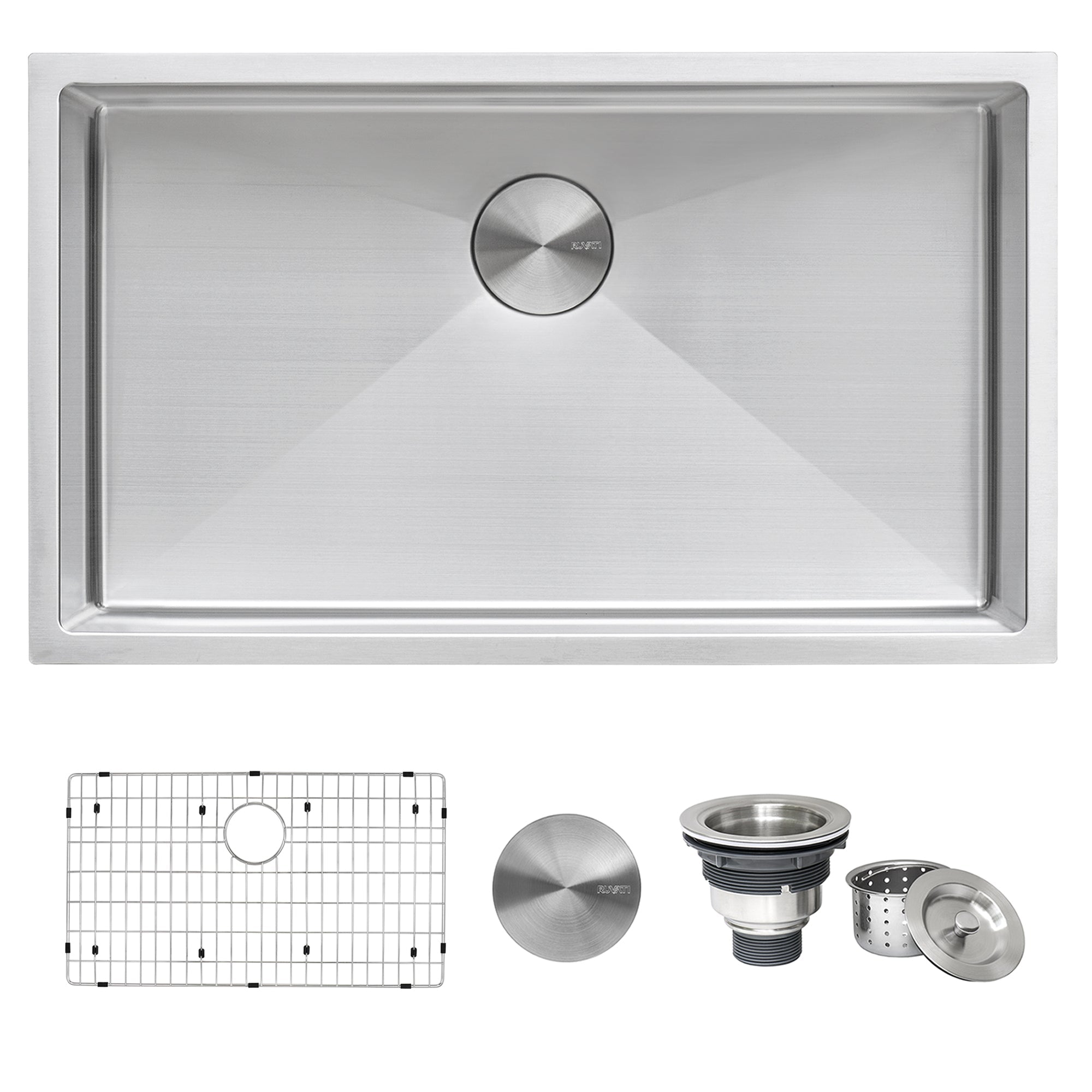 Ruvati 30" Undermount 16 Gauge Tight Radius Stainless Steel Single Bowl Kitchen Sink
