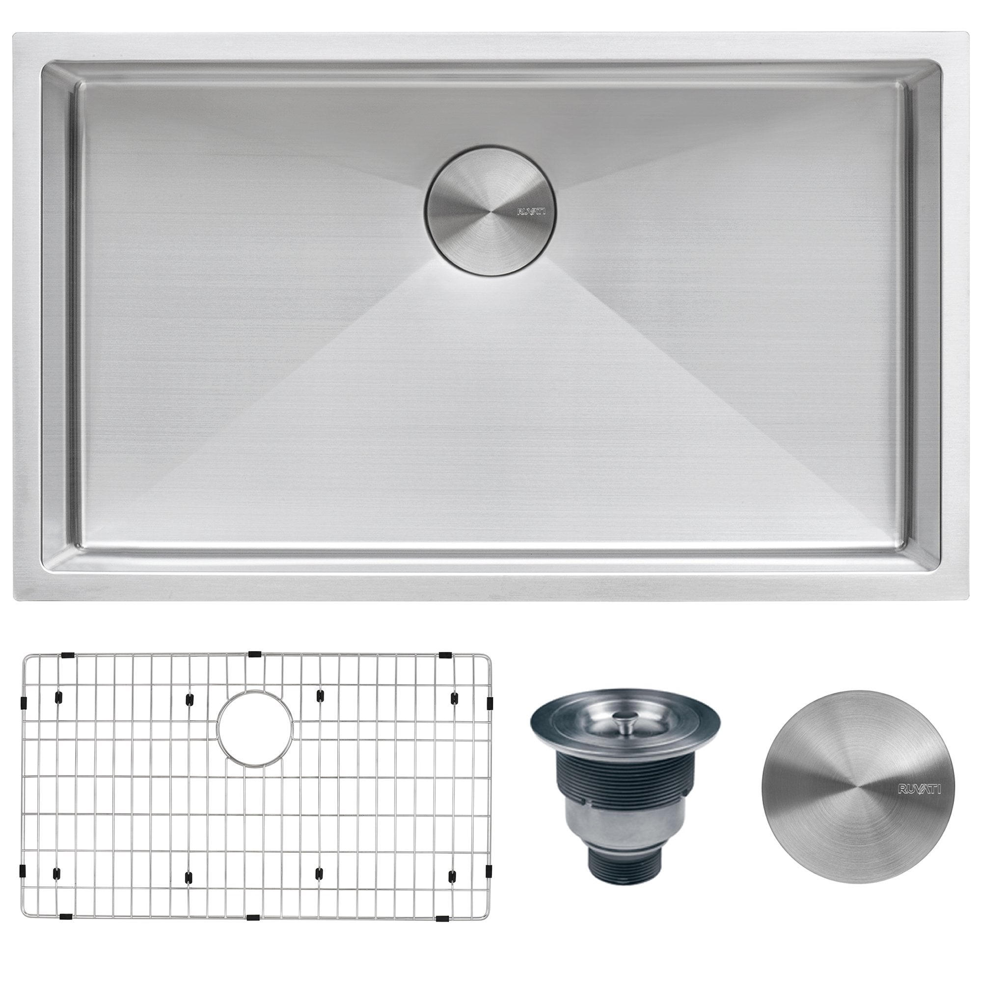 Ruvati 30" Undermount 16 Gauge Tight Radius Stainless Steel Single Bowl Kitchen Sink