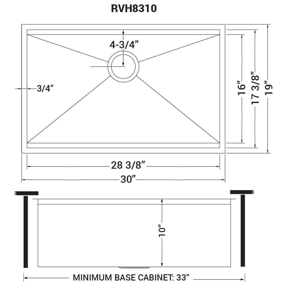 Ruvati 30" Undermount 16 Gauge Workstation Stainless Steel Kitchen Sink - RVH8310