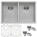 Ruvati 30" Undermount 50/50 Double Bowl Zero Radius 16 Gauge Stainless Steel Kitchen Sink