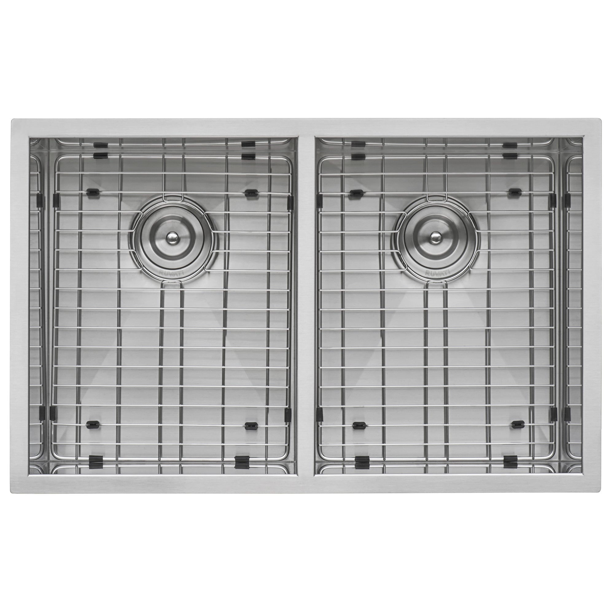 Ruvati 30" Undermount 50/50 Double Bowl Zero Radius 16 Gauge Stainless Steel Kitchen Sink