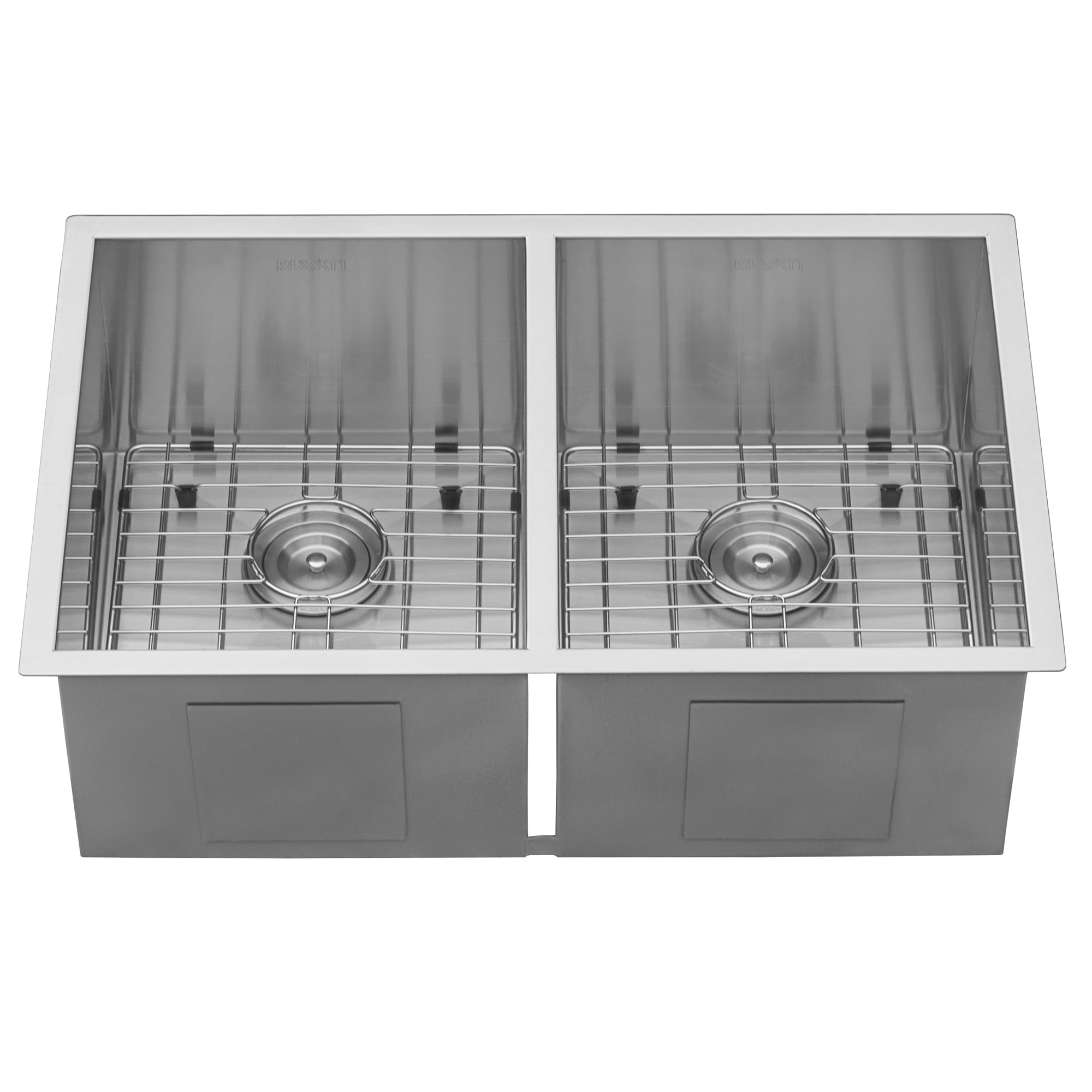Ruvati 30" Undermount 50/50 Double Bowl Zero Radius 16 Gauge Stainless Steel Kitchen Sink