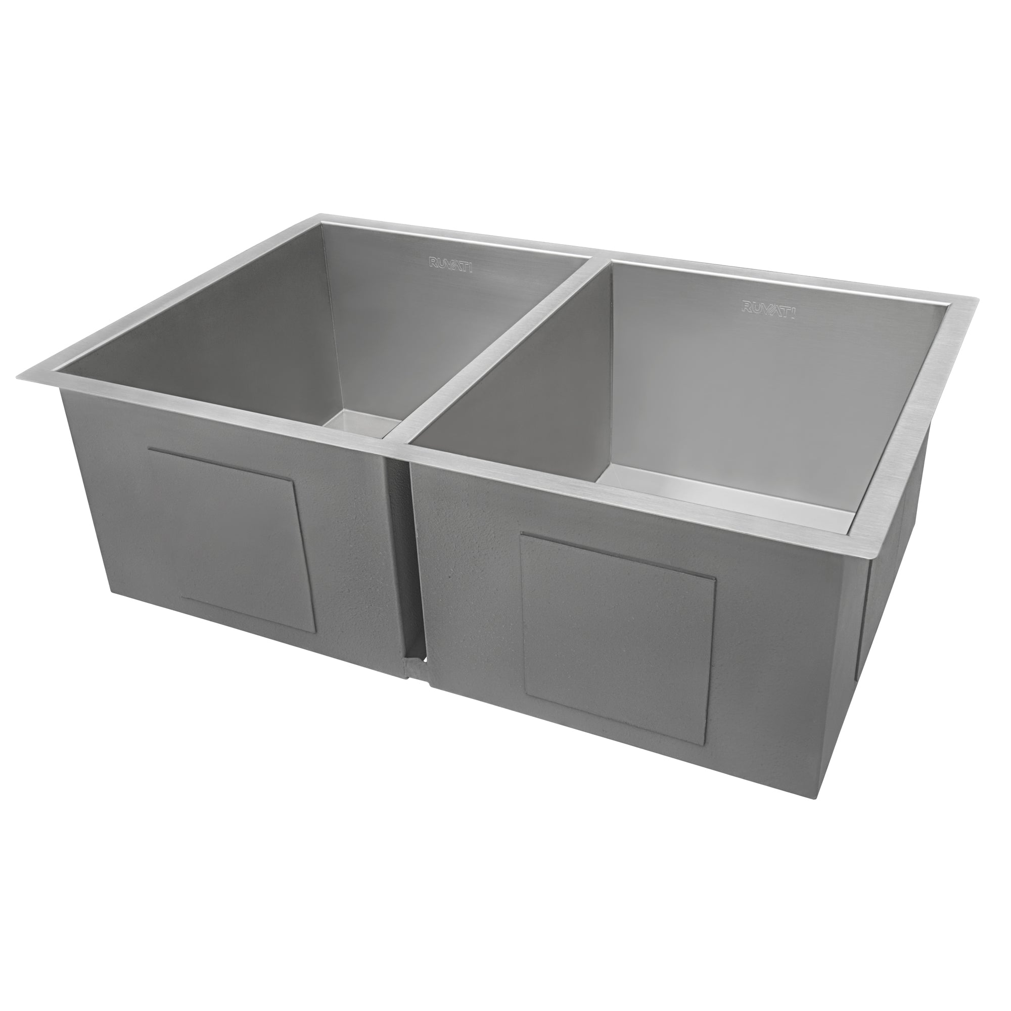 Ruvati 30" Undermount 50/50 Double Bowl Zero Radius 16 Gauge Stainless Steel Kitchen Sink