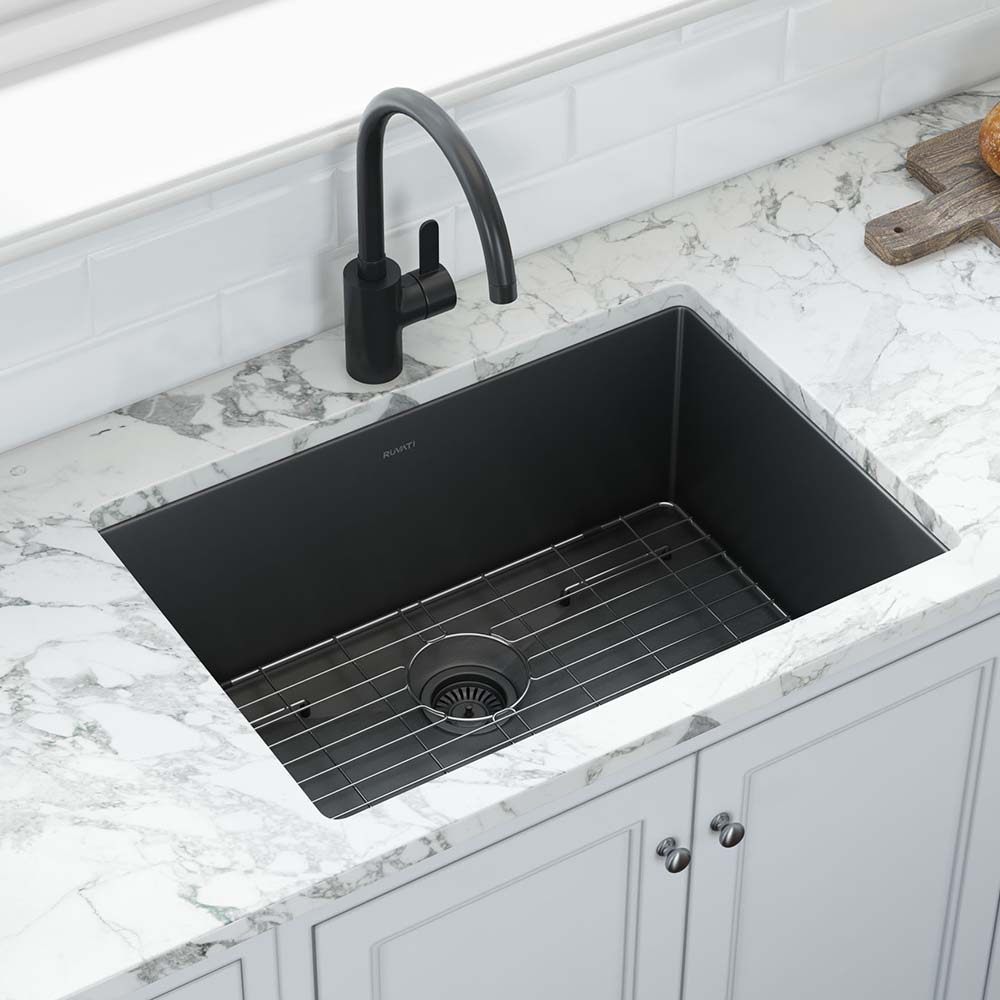 Ruvati 30" Undermount Gunmetal 16 Gauge Stainless Steel Kitchen Sink