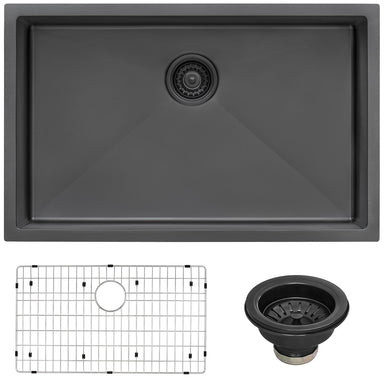 Ruvati 30" Undermount Gunmetal 16 Gauge Stainless Steel Kitchen Sink