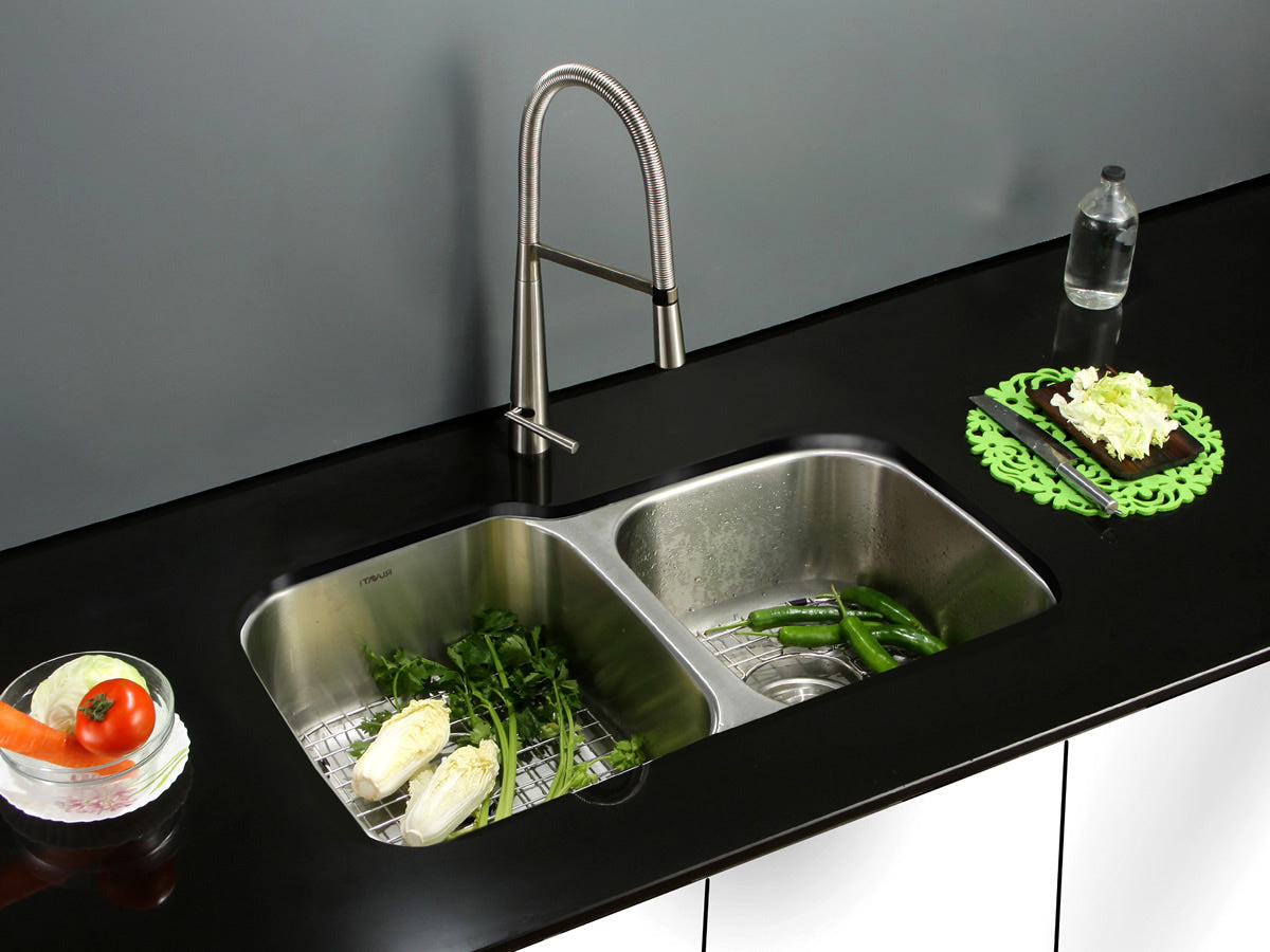 Ruvati 32" Undermount 16 Gauge Double Bowl Stainless Steel Kitchen Sink