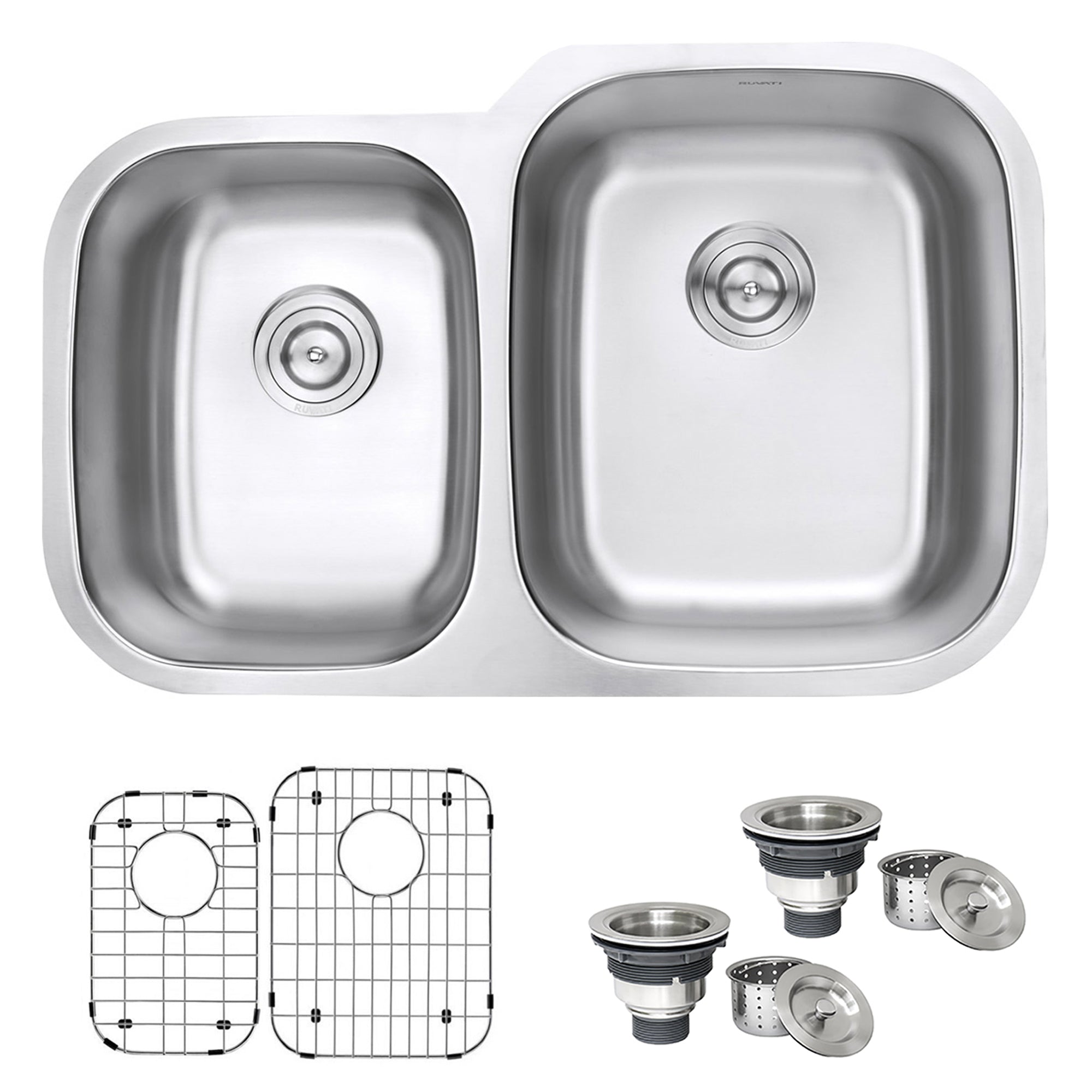 Ruvati 32" Undermount 16 Gauge Double Bowl Stainless Steel Kitchen Sink