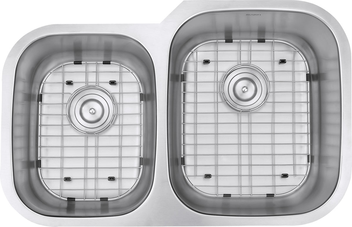 Ruvati 32" Undermount 16 Gauge Double Bowl Stainless Steel Kitchen Sink