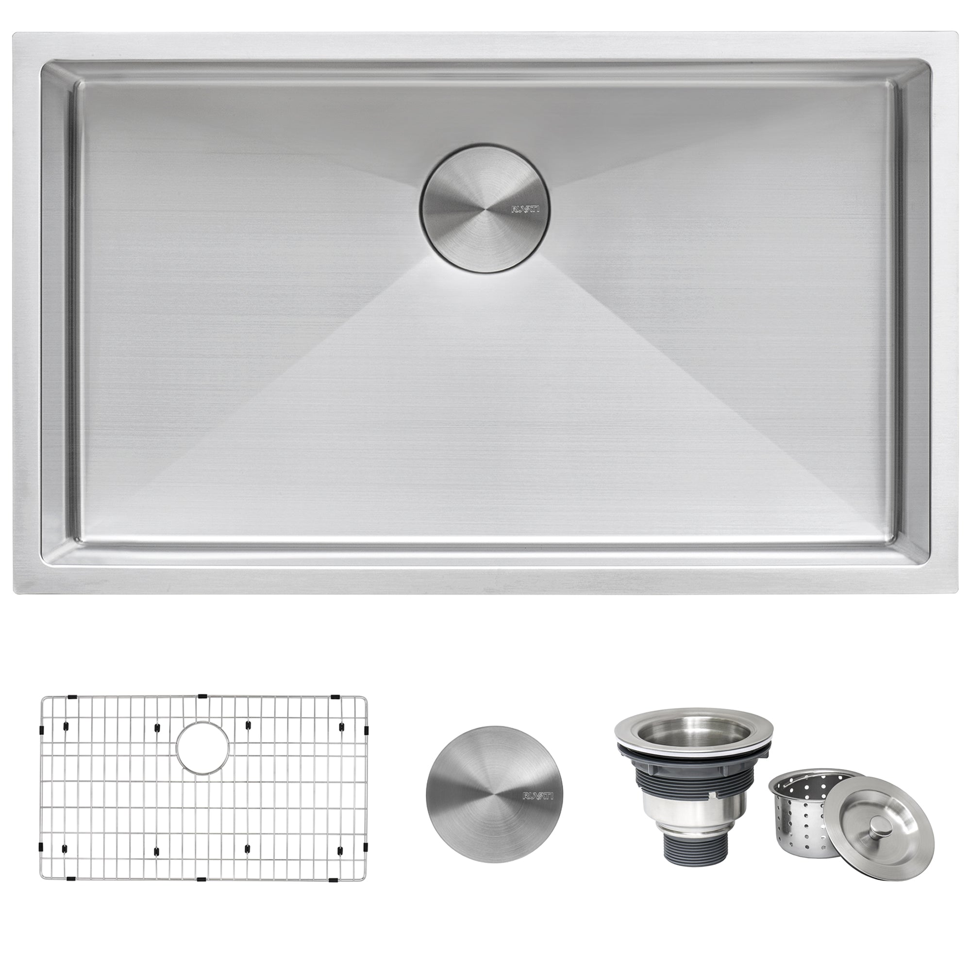 Ruvati 32" Undermount 16 Gauge Tight Radius Stainless Steel Single Bowl Kitchen Sink