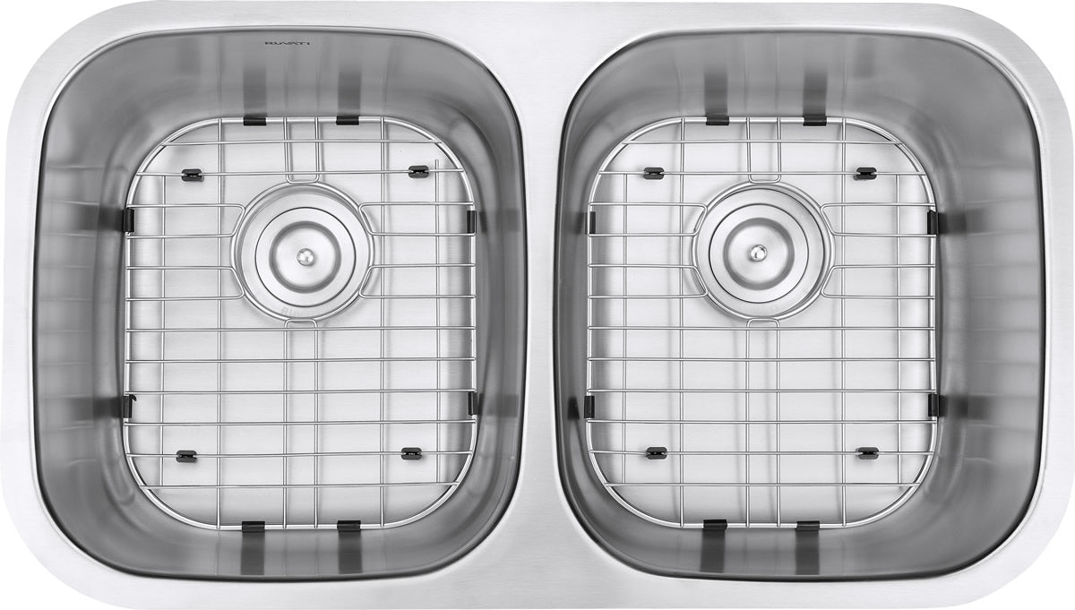 Ruvati 32" Undermount 50/50 Double Bowl 16 Gauge Stainless Steel Kitchen Sink