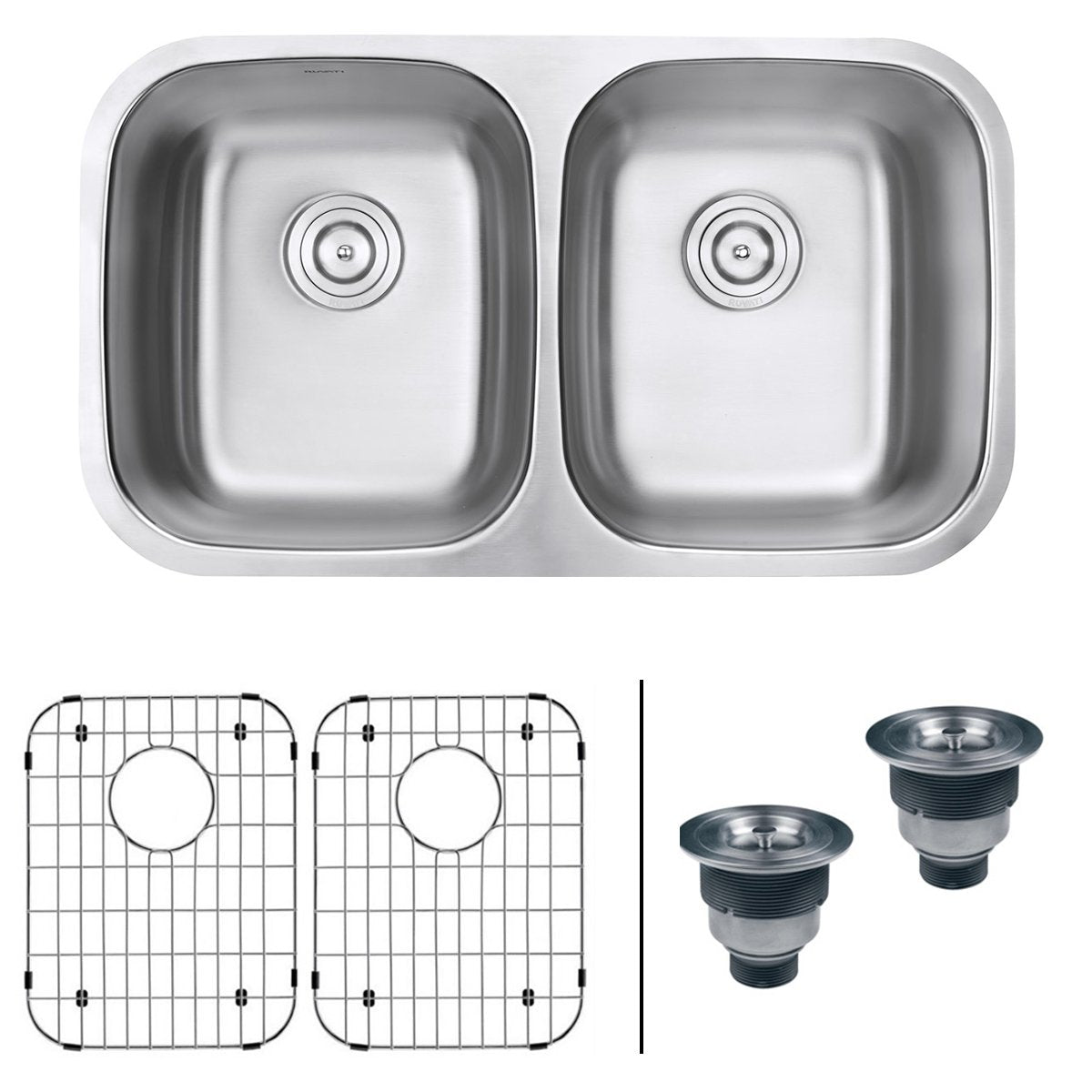 Ruvati 32" Undermount 50/50 Double Bowl 16 Gauge Stainless Steel Kitchen Sink