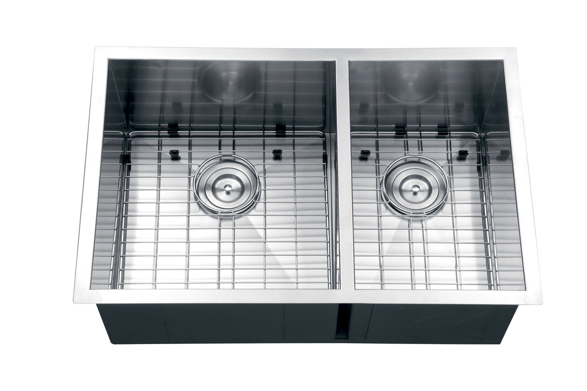 Ruvati 32" Undermount 60/40 Double Bowl Zero Radius 16 Gauge Stainless Steel Kitchen Sink