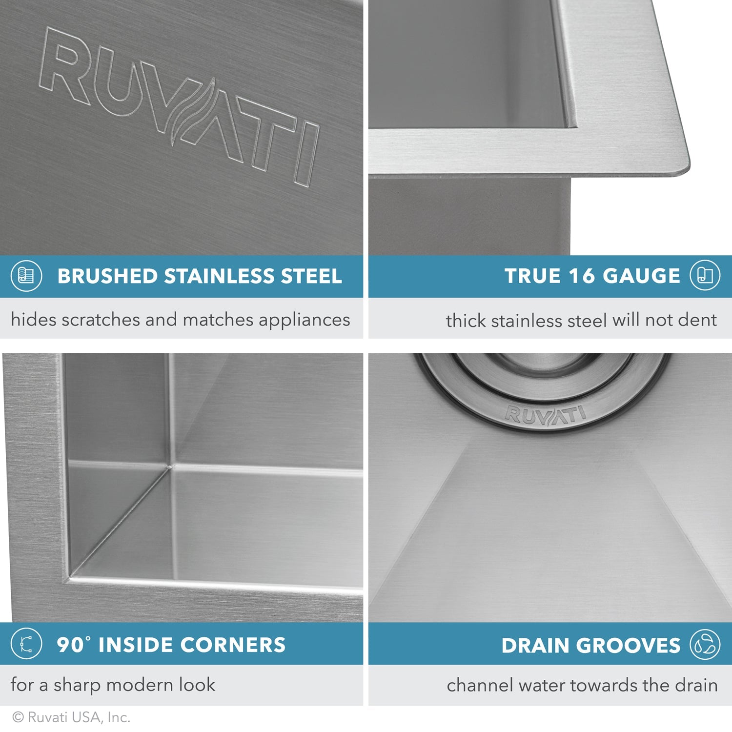 Ruvati 32" Undermount 60/40 Double Bowl Zero Radius 16 Gauge Stainless Steel Kitchen Sink