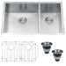 Ruvati 32" Undermount 60/40 Double Bowl Zero Radius 16 Gauge Stainless Steel Kitchen Sink