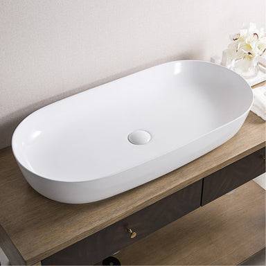 Ruvati 32" x 16" Oval Bathroom Vessel Sink in White RVB0432
